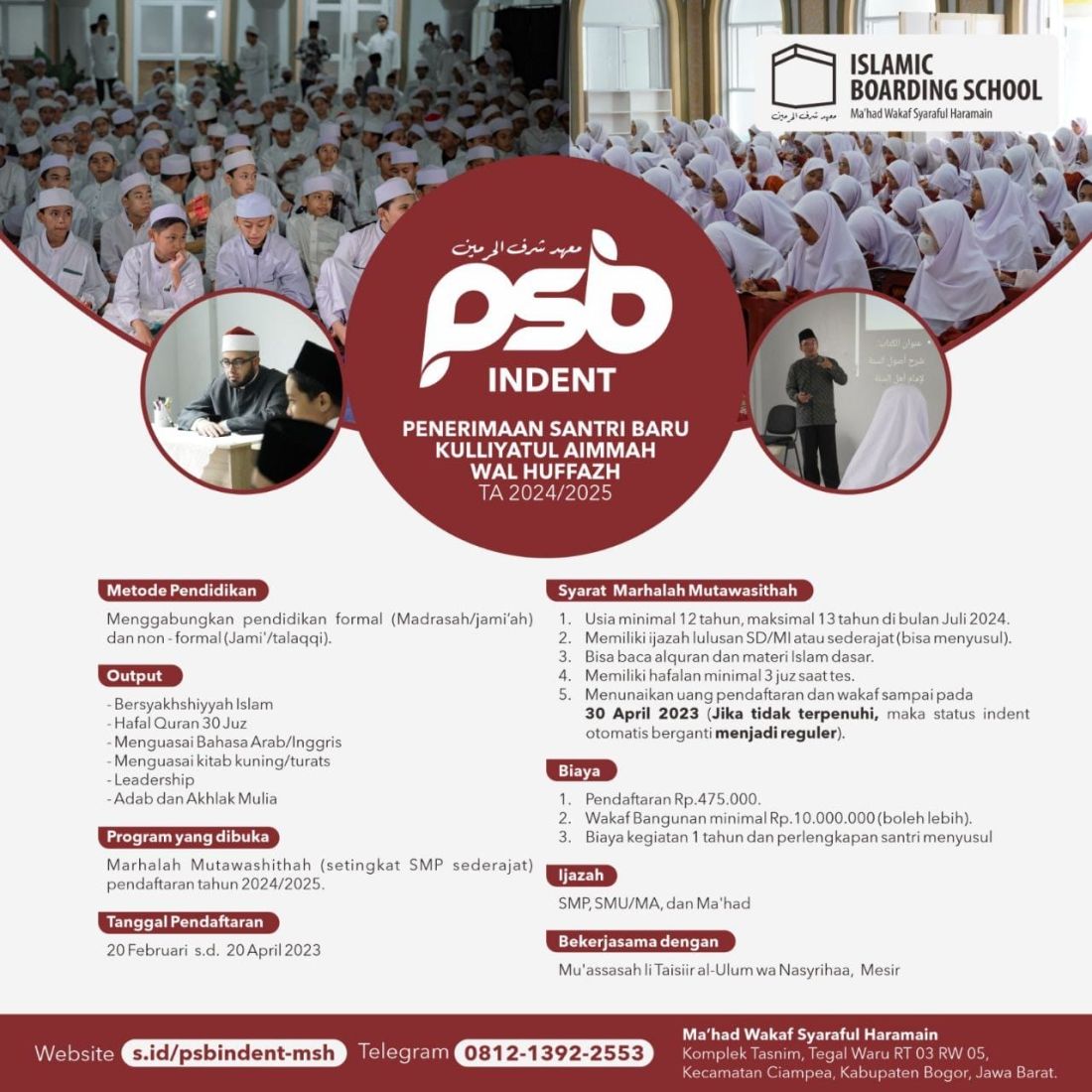 Brosur Penerimaan Santri Baru Ma'had Syaraful Haramain TA 2024/2025