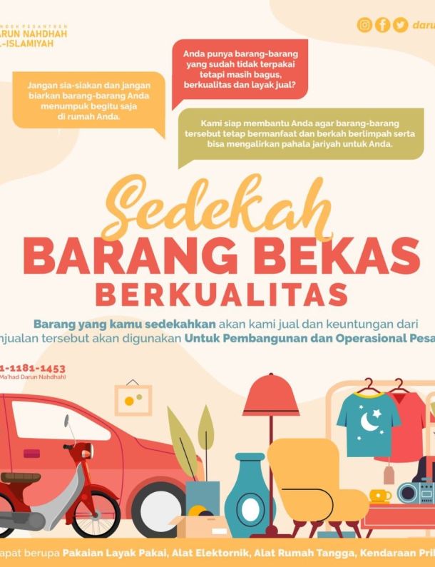 Brosur Sedekah Barang Bekas Berkualitas Untuk Ponpes Darun Nahdhah Bogor