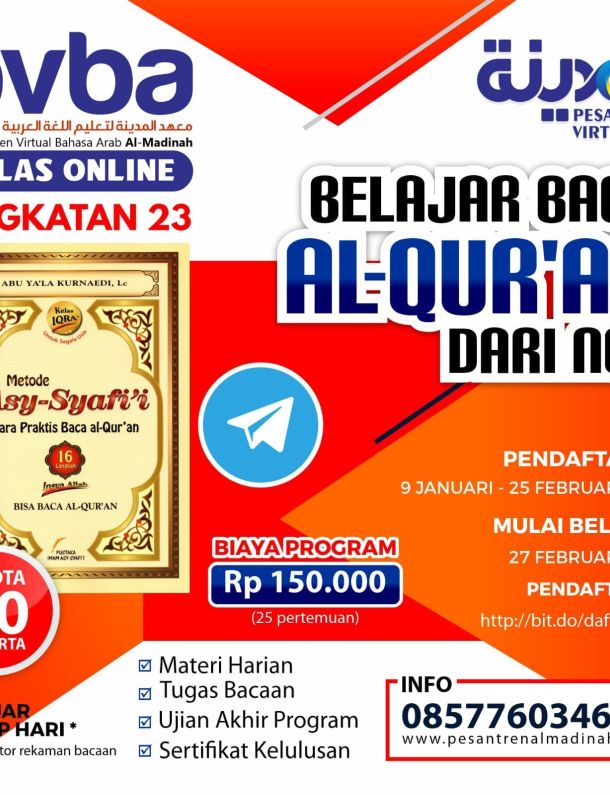 Pendaftaran Program Online Belajar Baca Al Quran Dari Nol Angkatan Ke-23