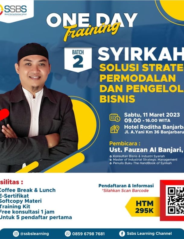 Flyer One Day Training, Sharia StartUp Business School Batch 2 2023