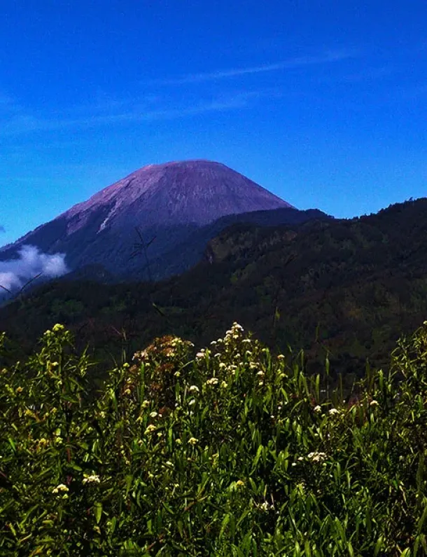 Puncak Gunung Semeru menjulang di Jawa Timur