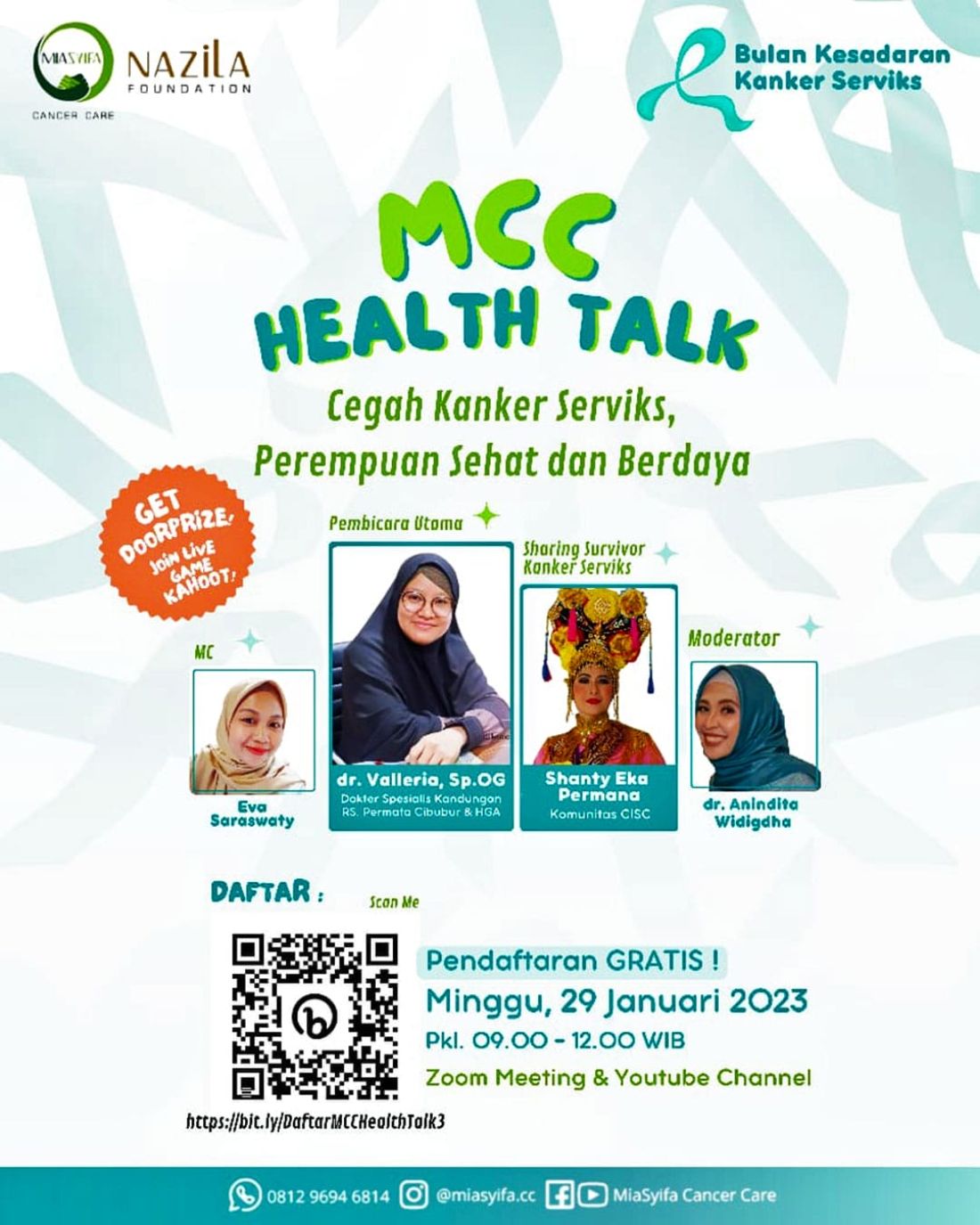 Brosur Zoom Meeting Cegah Kanker Serviks, Perempuan Sehat dan Berdaya
