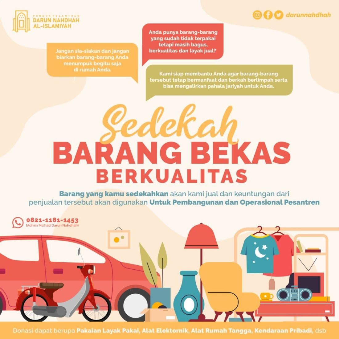 Brosur Sedekah Barang Bekas Berkualitas Untuk Ponpes Darun Nahdhah Bogor