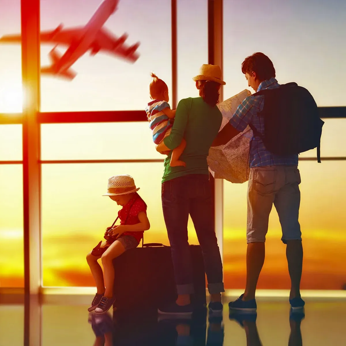 Ilustrasi Anggota Keluarga Yang Bepergian Bersama