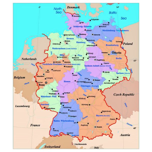 Ilustrasi Peta administratif negara jerman, eropa