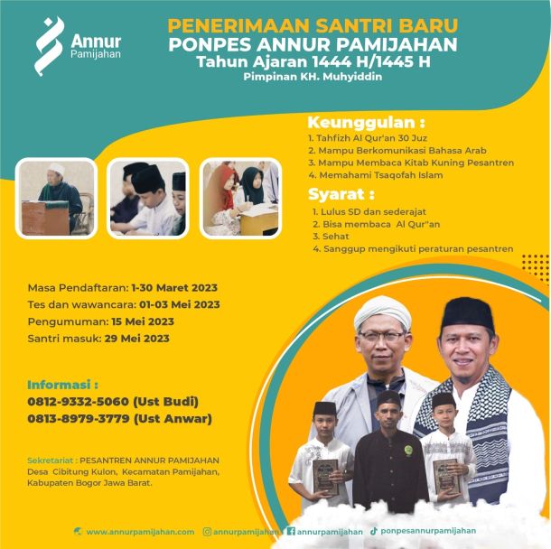 Penerimaan Santri Baru Ponpes Annur Pamijahan TA 2023/2024