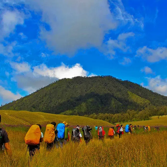 Ilustrasi Hiking di Pegunungan